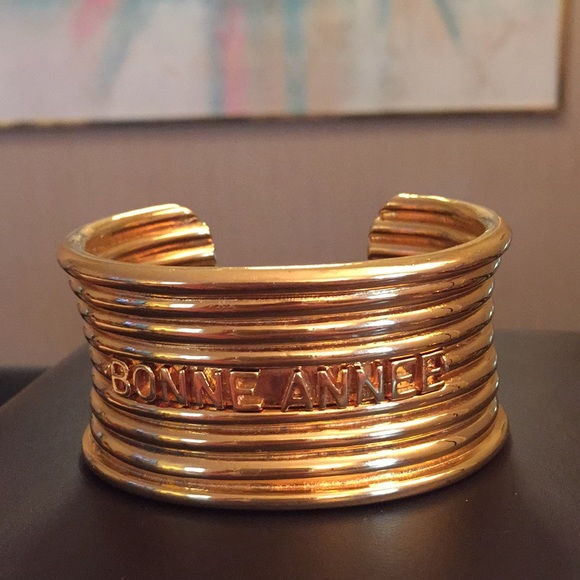 VTG Dior Bonne Annee Ribbed Cuff Bracelet - Picture 1 of 8